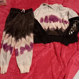 Justice Girls Sweatsuit Hoodie Joggers Tie Dye Size XS (5-6)